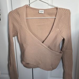 Abercrombie Tan Knit Wrap Sweater